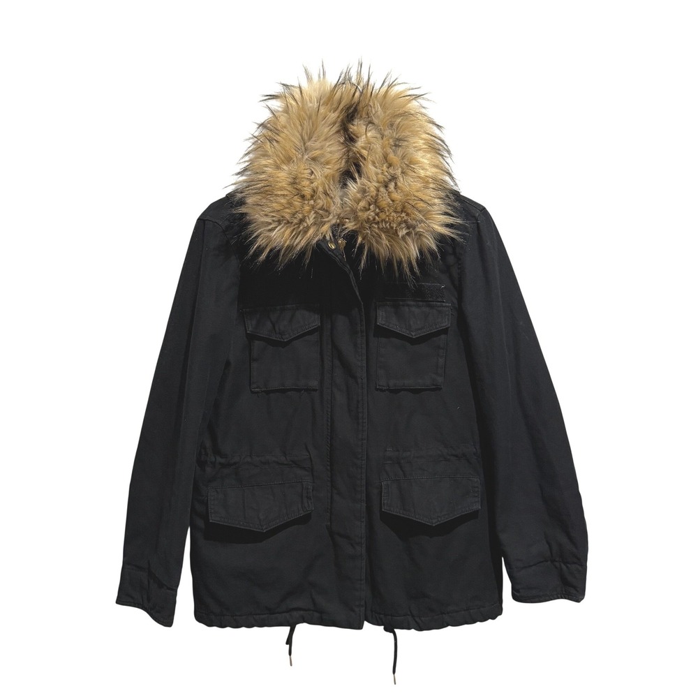 H&M Utility Parka‎ Jacket Faux Fur Quilted Size 2